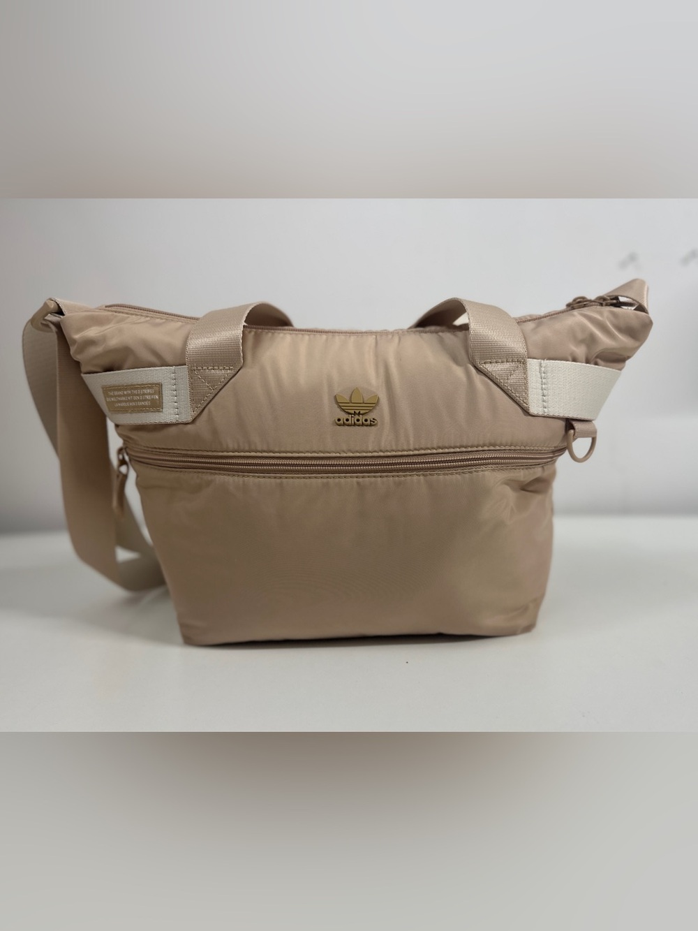 adidas Originals Puffer Shopper Tote Bag Magic Beige Crossbody